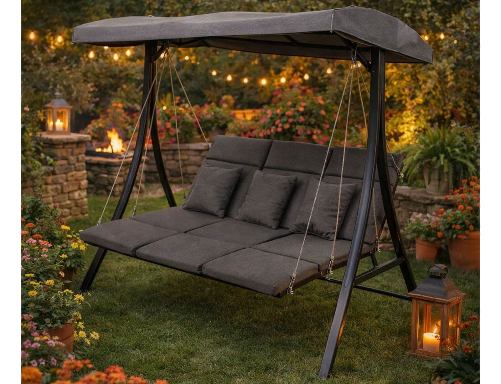 ΚΟΥΝΙΑ ΚΗΠΟΥ ΒΕΡΑΝΤΑΣ MADEIRA LESLI LIVING 3 ΘΕΣΕΩΝ, ΑΛΟΥΜΙΝΙΟΥ, ΑΔΙΑΒΡΟΧΑ ΜΑΞΙΛΑΡΙΑ 200x114.5x168cm - μικρογραφία 2