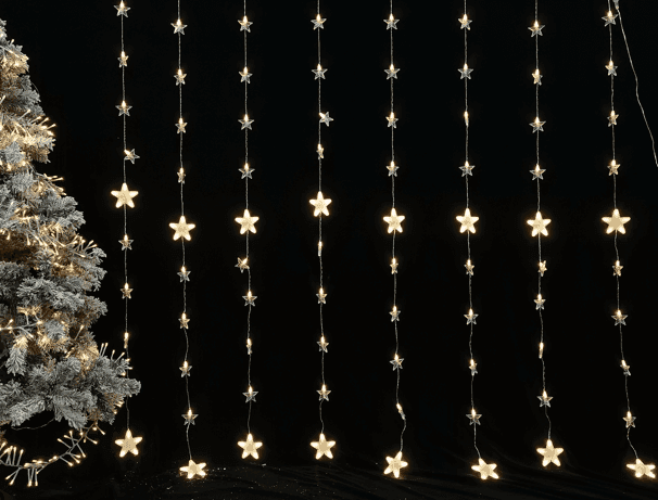 KOYΡΤΙΝΑ LED EVIVAK 840130 144L 16 MΕΓΑΛΑ & 64 ΜΙΚΡΑ ΑΣΤΕΡΙΑ ΘΕΡΜΟ IP44 - εικόνα 1